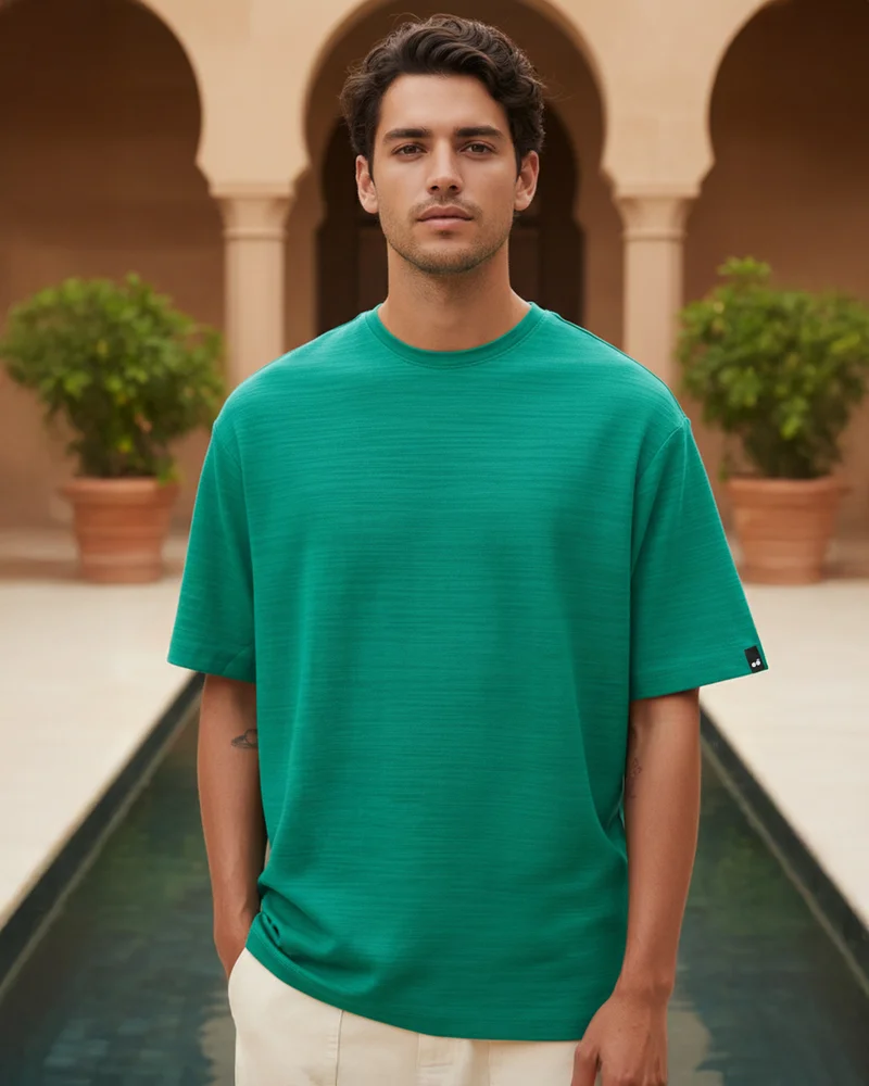 بيواكوف Men's Green Oversized T-shirt